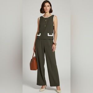 Vtg Old Money Jumpsuit Tie Back Waist